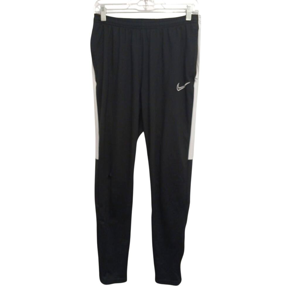 Nike Dri-Fit Leggings Swoosh Logo M Black Gym Yoga Jog Thrashed Hole Zip Leg Vnt